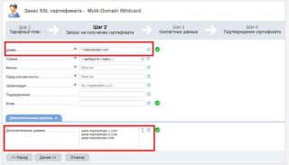 Мультидоменный сертификат с поддержкой субдоменов Multi-Domain Wildcard
